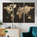 Framed World Map with Pin Canvas Print – Detailed World Map by MyGreatCanvas | Canvas Wall Art Prints | Photo Prints & Wall Decor