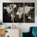 Vintage World Map Wall Art Canvas Print – Framed Large Map