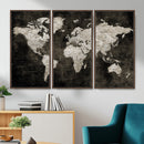 Vintage World Map Wall Art Canvas Print – Framed Large Map