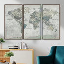 Neutral Vintage World Map Canvas Wall Art Print, Classic Map by MyGreatCanvas | Canvas Wall Art Prints | Photo Prints & Wall Decor