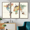 Framed World Map Wall Art Canvas Print for Living Room and by MyGreatCanvas | Canvas Wall Art Prints | Photo Prints & Wall Decor