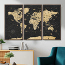 Vintage Blue and Brown World Map Canvas Wall Art – Framed by MyGreatCanvas | Canvas Wall Art Prints | Photo Prints & Wall Decor