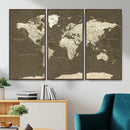 Vintage World Map Canvas Print – Framed Travel Map Wall Art