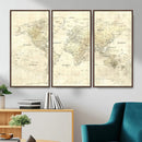 Colorful Watercolor World Map Canvas Wall Art – Framed