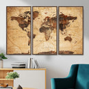 Modern Red and Gray World Map Canvas Print – Framed Wall Art