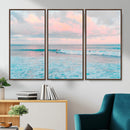 Ocean Wave Wall Art Canvas Print, Pastel Surf Seascape