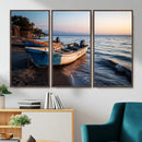 Coastal Fishing Boats Wall Art Canvas Print, Sunset Beach by MyGreatCanvas | Canvas Wall Art Prints | Photo Prints & Wall Decor