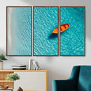 Minimalist Boat Wall Art Canvas Print, Aerial Sea Landscape by MyGreatCanvas | Canvas Wall Art Prints | Photo Prints & Wall Decor