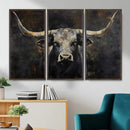 Rustic Longhorn Bull Wall Art Canvas Print – Vintage Western by MyGreatCanvas | Canvas Wall Art Prints | Photo Prints & Wall Decor