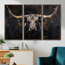 Abstract Longhorn Bull Wall Art Canvas Print – Rustic by MyGreatCanvas | Canvas Wall Art Prints | Photo Prints & Wall Decor