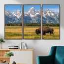 Bison in Mountain Landscape Wall Art Canvas Print – Western by MyGreatCanvas | Canvas Wall Art Prints | Photo Prints & Wall Decor