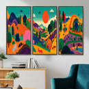 Colorful Japanese Landscape Print: Maximalist Panoramic Wall by MyGreatCanvas | Canvas Wall Art Prints | Photo Prints & Wall Decor