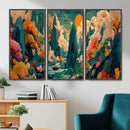 Colorful Japanese Landscape Print: Maximalist Panoramic Wall by MyGreatCanvas | Canvas Wall Art Prints | Photo Prints & Wall Decor