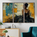 Elegant Woman Canvas Wall Art — Black Gold Gown Fashion by MyGreatCanvas | Canvas Wall Art Prints | Photo Prints & Wall Decor