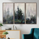 Misty Pine Forest Oil Painting Canvas — Dark Moody Teal Grey by MyGreatCanvas | Canvas Wall Art Prints | Photo Prints & Wall Decor