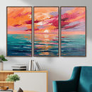 Bold Palette Knife Ocean Sunset Canvas — Orange Pink Teal by MyGreatCanvas | Canvas Wall Art Prints | Photo Prints & Wall Decor