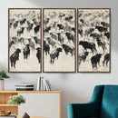 Longhorn Cattle Canvas Wall Art, Black White Stampede Ink by MyGreatCanvas | Canvas Wall Art Prints | Photo Prints & Wall Decor