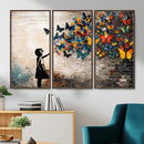 Banksy Graffiti Butterfly Girl Wall Art Canvas Print, Framed by MyGreatCanvas | Canvas Wall Art Prints | Photo Prints & Wall Decor