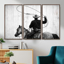 Cowboy Lasso Canvas Wall Art, Black White Western Horse by MyGreatCanvas | Canvas Wall Art Prints | Photo Prints & Wall Decor