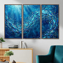 School of Fish Canvas Print | Blue Ocean Underwater Wall Art by MyGreatCanvas | Canvas Wall Art Prints | Photo Prints & Wall Decor