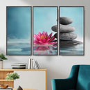 Zen Canvas Wall Art Lotus Flower Stacked Stones Teal Spa by MyGreatCanvas | Canvas Wall Art Prints | Photo Prints & Wall Decor