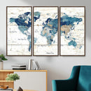 Watercolor World Map Canvas Wall Art Print – Abstract