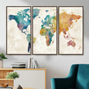 Watercolor World Map Canvas Wall Art Print – Abstract by MyGreatCanvas | Canvas Wall Art Prints | Photo Prints & Wall Decor