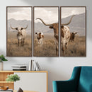Rustic Texas Longhorn Cow Canvas Wall Art Print, Rustic Farm Animal Photography Print, Farmhouse Country Decor, Western Ranch Art