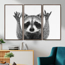 Funny Raccoon Canvas Wall Art, Black White Hands Up Animal Photo Print, Humorous Wildlife Decor, Kids Room Nursery Art, Quirky Animal Gift by MyGreatCanvas | Canvas Wall Art Prints | Photo Prints & Wall Decor