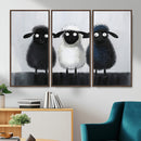 Funny Sheep Canvas Wall Art, Three Quirky Sheep Painting Print, Cute Animal Nursery Decor, Black White Navy Farmhouse Art, Kids Room Gift by MyGreatCanvas | Canvas Wall Art Prints | Photo Prints & Wall Decor