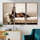 Funny Horse on Sofa Canvas Wall Art, Quirky Horse Lounging Photo Print, Whimsical Animal Decor, Living Room Conversation Art, Horse Lover Gift by MyGreatCanvas | Canvas Wall Art Prints | Photo Prints & Wall Decor