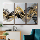 Black and Gold Abstract Wall Art, Modern Wave Canvas Print, Elegant Flowing Smoke Art, Luxury Living Room Decor by MyGreatCanvas | Canvas Wall Art Prints | Photo Prints & Wall Decor
