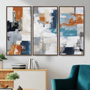 Blue Teal Abstract Canvas Wall Art, Modern Textured Painting Print, Navy Orange White Contemporary Art, Neutral Living Room Decor, Office Art by MyGreatCanvas | Canvas Wall Art Prints | Photo Prints & Wall Decor