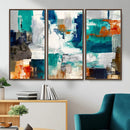 Blue Teal Abstract Canvas Wall Art, Modern Textured Painting Print, Navy Orange White Contemporary Art, Neutral Living Room Decor, Office Art by MyGreatCanvas | Canvas Wall Art Prints | Photo Prints & Wall Decor