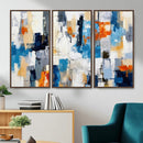 Blue Teal Abstract Canvas Wall Art, Modern Textured Painting Print, Navy Orange White Contemporary Art, Neutral Living Room Decor, Office Art by MyGreatCanvas | Canvas Wall Art Prints | Photo Prints & Wall Decor