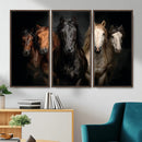 Horse Wall Art Canvas Print, Wild Horses Portrait Photography, Dramatic Equestrian Decor, Black Brown White Horse Herd, Rustic Ranch Art by MyGreatCanvas | Canvas Wall Art Prints | Photo Prints & Wall Decor