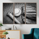 Vintage Baseball Glove and Bat Sports Wall Art Canvas,