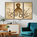 Sepia Octopus Wall Art Abstract Animal Canvas Print
