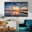 Wooden Pier on Seascape and Sunset Wall Art Canvas Print by MyGreatCanvas | Canvas Wall Art Prints | Photo Prints & Wall Decor