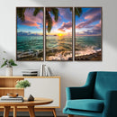 Framed Tropical Sunset Art Canvas Print