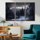Night Landscape and Trees Wall Art Canvas Print