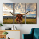 Texas Longhorn Canvas Wall Art – Majestic Triptych Animal by MyGreatCanvas | Canvas Wall Art Prints | Photo Prints & Wall Decor