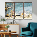 Seashells on Rustic Wooden Background, Seashells Wall Art