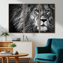 Black and White Lion Canvas Wall Art Print – Wildlife by MyGreatCanvas | Canvas Wall Art Prints | Photo Prints & Wall Decor
