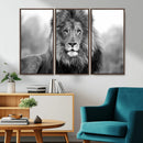 Black and White Lion Canvas Wall Art – Animal Print Artwork