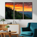 Forest Landscape Wall Art Sunset Canvas, Forest Sunset