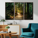 Sunlit Forest Pathway Canvas Print | 3 Panel Large Nature by MyGreatCanvas | Canvas Wall Art Prints | Photo Prints & Wall Decor