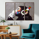Dj Monkey Listening to Music Wall Art Print | Banksy Monkey by MyGreatCanvas | Canvas Wall Art Prints | Photo Prints & Wall Decor