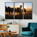 Horse Herd Wall Art Animal Canvas Print