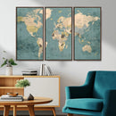 Classic World Map Canvas Print – Framed Vintage Map Wall by MyGreatCanvas | Canvas Wall Art Prints | Photo Prints & Wall Decor